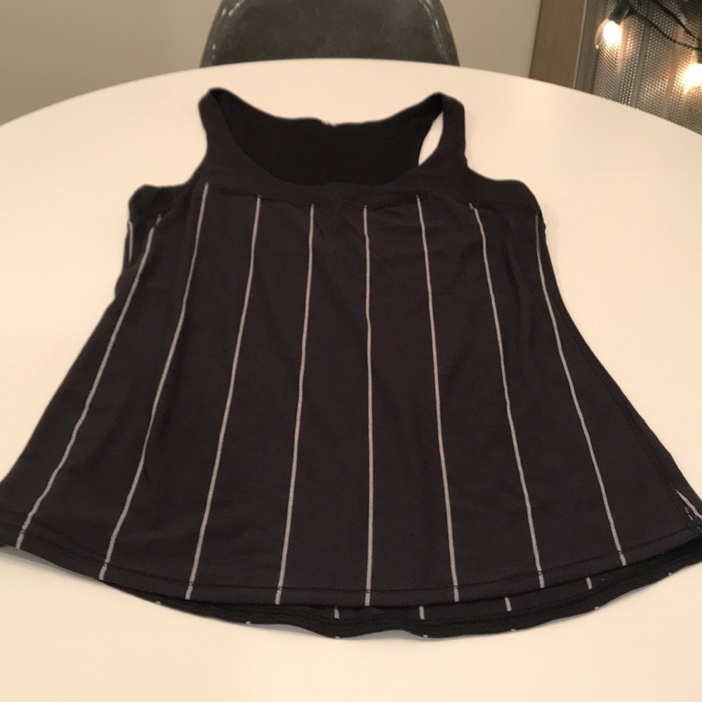 lululemon athletica Black Tank Top with White Pinstripes